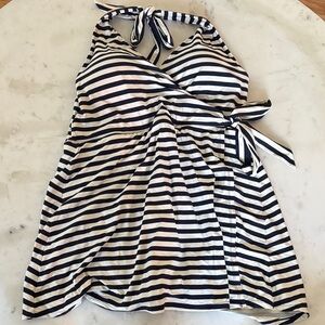 J. Crew Black and White Striped One Piece Swimsuit